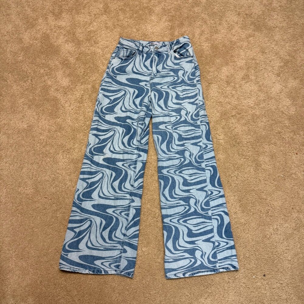 Y2K Wide Leg Printed Jeans - SO - Size 7/26